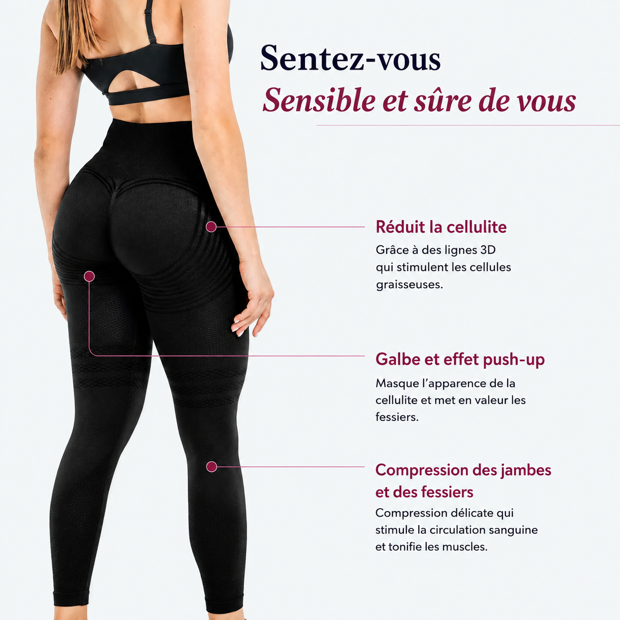 Legging Modelant 3D – Push‑Up & Anti‑Cellulite