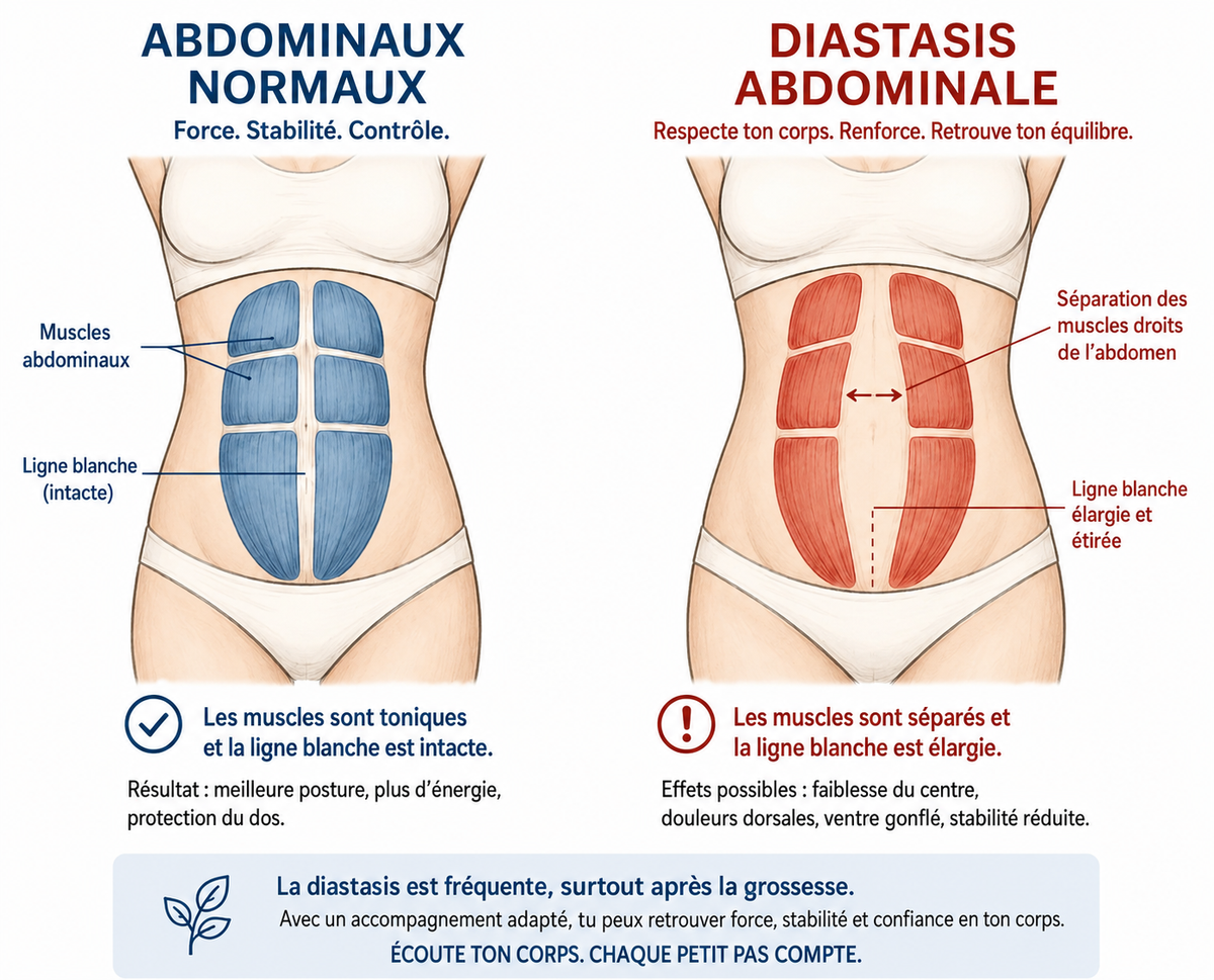 Schéma du diastasis des grands droits
