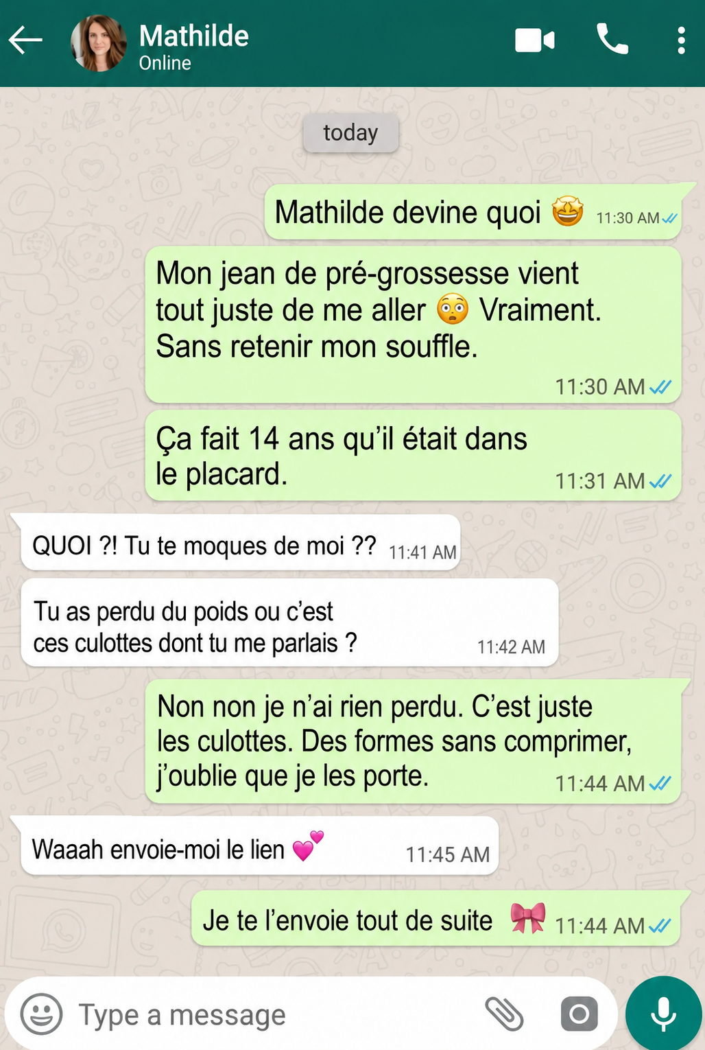 Capture d'écran d'une conversation