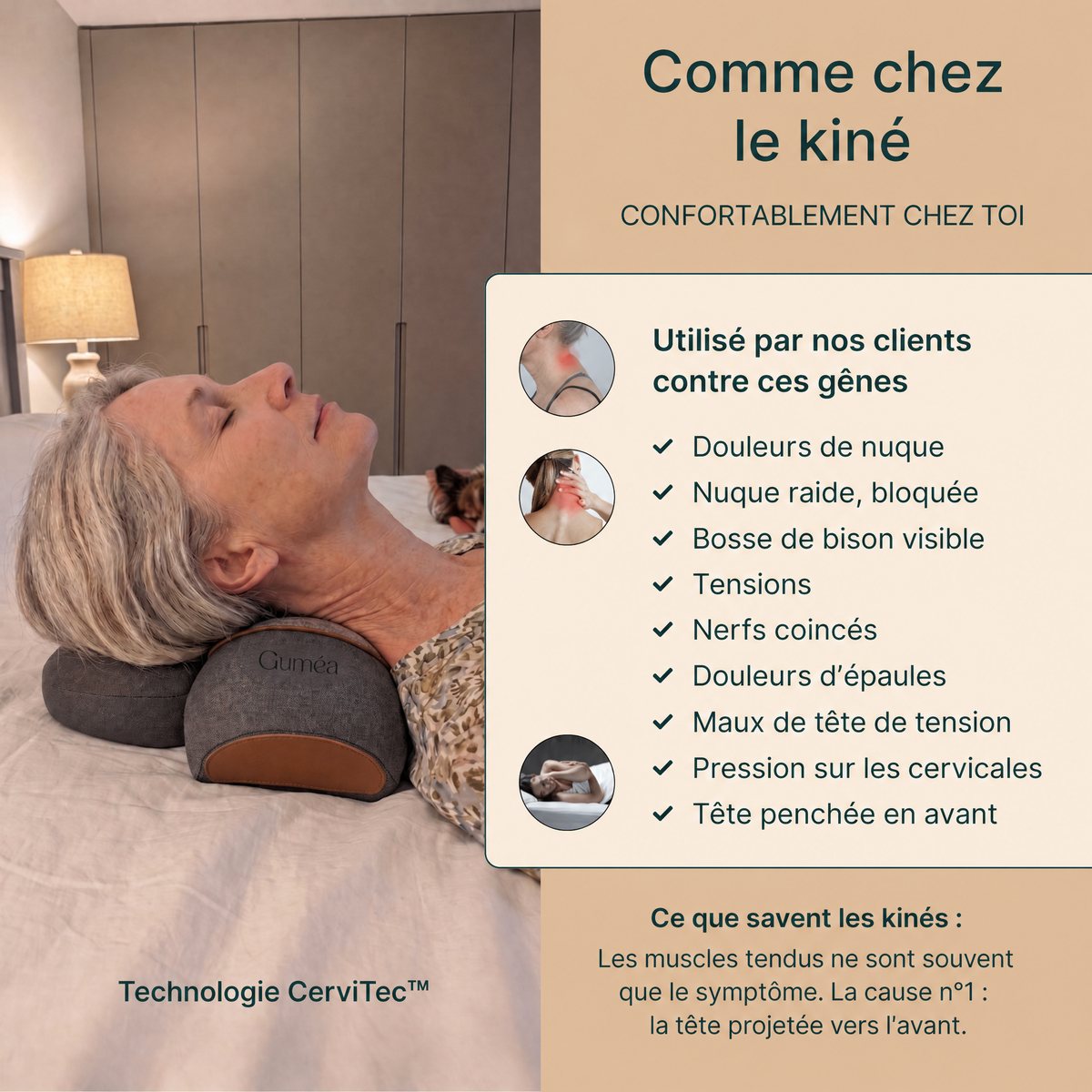 CerviZen™ Guméa — coussin cervical 3-en-1