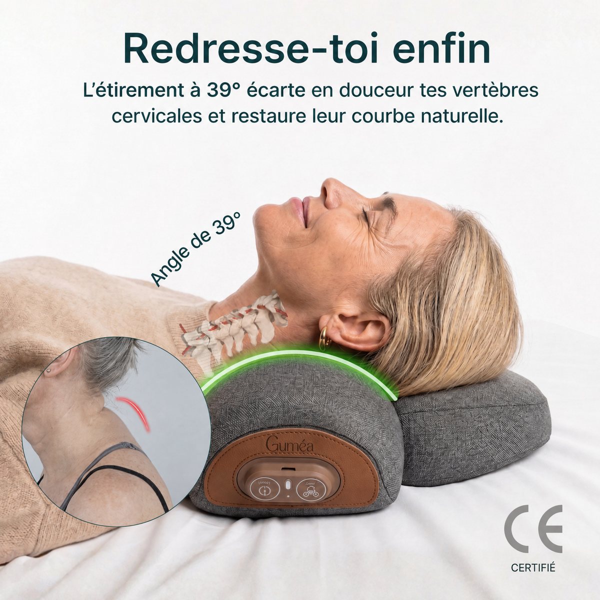 CerviZen™ Guméa — coussin cervical 3-en-1